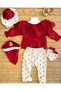 Eid Season Cotton Piece Heart Patterned Lace Newborn with Collar 5-Piece Hospital-Issued Baby Set - 3