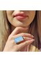 Opal ring, large rectangular stone, stainless steel, adjustable to multiple sizes - 7