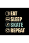 Eat Sleep Skate Repeat - Kaykay Printed Unisex 100% Cotton Crew Neck Black Sweatshirt - 2