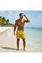 Men's Pocketed and Lined Sea Shorts Yellow Patterned Bb2363