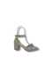 Ceylan 114 Women's Satin Stone Bow Ankle Lace Thick Low Heel Evening Dress Shoes