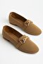 Plus Size Women's Ballet Flats Mink Textile Round Toe Buckled