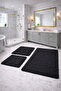 Plush , Pufy , Soft, Non-Slip Sole , Washable , 60X100-60X50-30X40 Cm, 3-Piece Bathroom Set