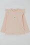Girl's Long Sleeve T-Shirt with Rabbit Appliqué and Floral Embroidery, Ages 2-6, Powder