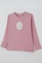 Girl's Long Sleeve T-Shirt Vintage Lace with Bow Applique, Ages 5-10, Dried Rose - 3