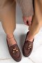 Bubble Bitter Brown Suede Tassel Bead Detailed Women's Loafers - 2