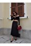 Lace Detailed Satin Black Long Women's Skirt 31016