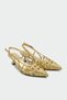 Wenty Knitted Detail Women's Gold Heeled Shoes - 2