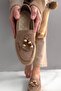 Bubble Beige Suede Tassel Bead Detailed Women's Loafers - 3