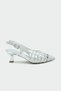 Wenty Knitted Detail Women's Silver Heeled Shoes - 2