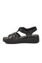 Black Genuine Leather Velcro Women's Daily Heels Sandals Pc-54787 Z - 2