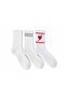 Sports Socks White Heart Pattern 3 Pairs Stitch-Free Towel Sole - 4