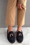 Bubble Black Suede Tassel Bead Detailed Women's Loafers - 4