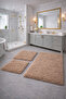 Plush , Pufy , Soft, Non-Slip Sole , Washable , 60X100-60X50-30X40 Cm, 3-Piece Bathroom Set