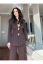 Brown Waist-Fitted Button Detailed Jacket and Trousers Set - 4