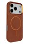 Luno Leather Magneticsafe Cover Compatible with iPhone 17 Pro - Brown