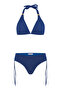 Silver Glittery Textured Cobalt Blue Long Triangle Bikini Set
