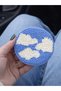 Car Coaster Set of 2, Punch Handmade, Six Felted Coasters, 7cm, Blue Cloud and Checkerboard Patterned - 4