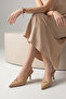 Women's Stiletto Pointed Toe Open Back Elasticated Short Thin Buckle Classic Heel Shoes Agira Beige - 2