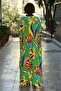 Green Tropic Patterned 100% Cotton Large Size Dress - 3