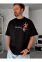 Siyah Goose Patchli Oversize T-Shirt SW-5057 - 3