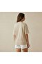 Lıvo Oversized T-Shirt Shorts Set Embroidered Cotton Piece Comfortable Cut Casual Two-Piece Set - 2