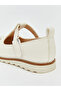 Beige Leather-Look Baby Girl Ballet Flats - 5