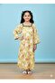Rayon Printed Kids Jalabiya, Yellow Base Pink & Green Floral Print