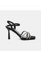 Women's Black Stone Adjustable Buckled Heel Evening Dress Sandals - 2