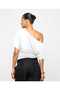 Women's Fitted Waist Boat Neck Asymmetrical Cut Short Sleeve Blouse - 2