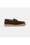 Men's Brown Straw Detail Suede Leather Loafers - 2