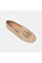 Women's Beige Tassel Studded Detail Suede Leather Loafers - 7
