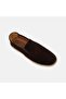 Men's Brown Perforated Casual Shoes Suede Leather Loafers - 7