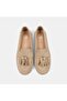Women's Beige Tassel Studded Detail Suede Leather Loafers - 6