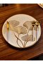FABRICWORKS Ginkgo Leaf Round Placemat Set of 4 – 38 cm Decorative Table Mat