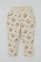 Baby Girl Tracksuit Set with Cute Bow and Teddy Bear, Patterned 6 Months-2 Years, Cream - 3