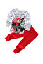 Boys Web Warrior Pajama Set – Long Sleeve Cotton Blend, Grey & Red, 3–7 Years
