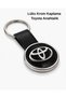 Premium Toyota Keychain Chrome Plated Auto Keychain Metal Body Leather Belt Toyota Car Keychain