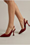 Suede High Quality Open Back 7cm Heeled Evening Dress Shoes - 2