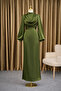 Elegant Draped Satin Long Hijab Evening Dress