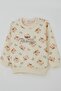 Baby Girl Tracksuit Set with Cute Bow and Teddy Bear, Patterned 6 Months-2 Years, Cream - 6