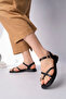Women's Black Buckle Detail Flip Flops Comfortable Sandals - 2