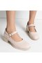 Women's Cream Mary Janes Buckled Block Heel Pack Shoes Vdz02007 - 4