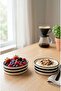 Modern Rhythm Series Black Striped 2-Piece Serving and Presentation Bowls Ceramic 14 cm Presentation Serving Bowls