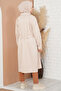 T5853 Double-Breasted Collared Hijab Trench Coat - Beige - 3