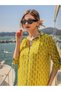 Yellow Color Positano Two Y Side Slit Buttoned Long Shirt Dress - 3