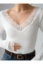 V-Neck Lace and Sleeve Detail Blouse - 3