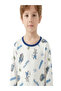 - -Boys Pajama Set – White Long Sleeve Cotton Blend Sleepwear, 4–10 Years - 3