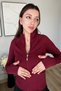 Rover Women's Long Sleeve Zipper Finger Loop Burgundy Fitness Yoga Blouse - 5