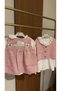 Girl's Pink Skirt Vest Set with Lace Collared Blouses Stylish Set - 3